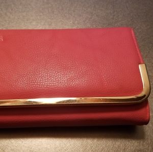 Charming Charlie Coral & Gold Wallet!